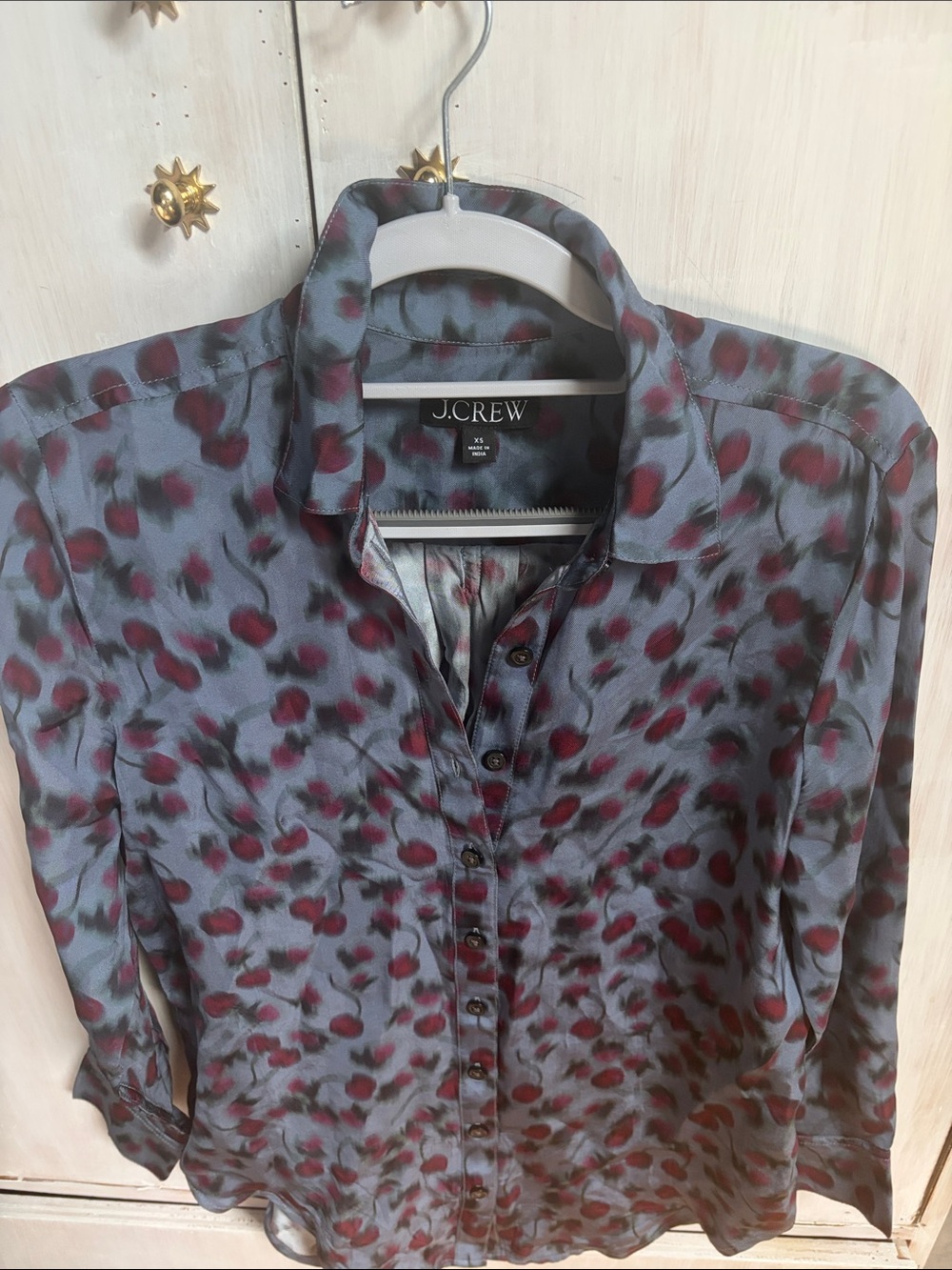 J. Crew  Button-Down Shirt with Red cherry 🍒 Spot Print